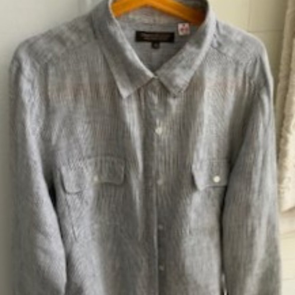 Prime linen Uniqlo striped shirt white/black